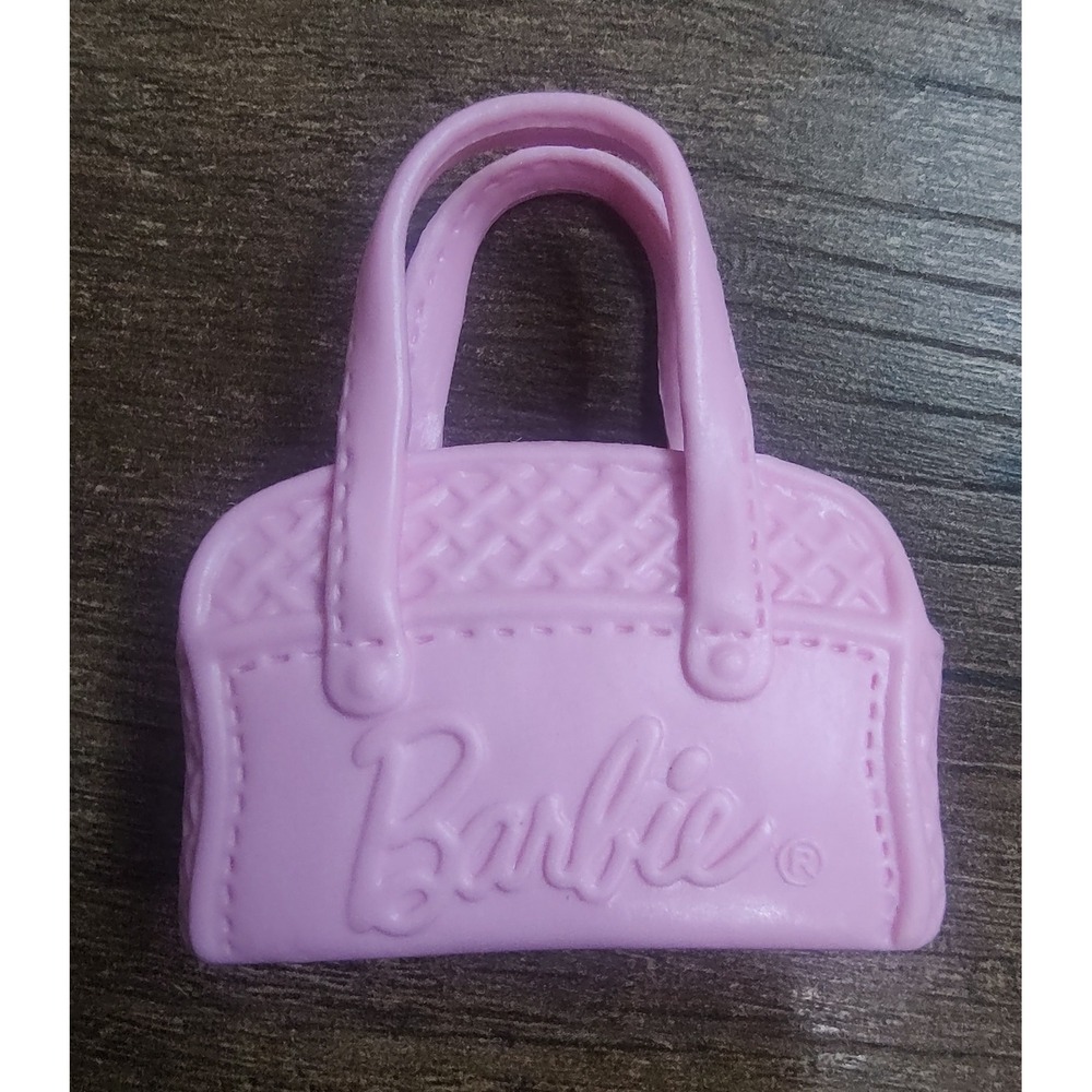 Mattel Barbie Pink Purse Handbag Fashion Bag Open Logo Faux Stitching Accessory